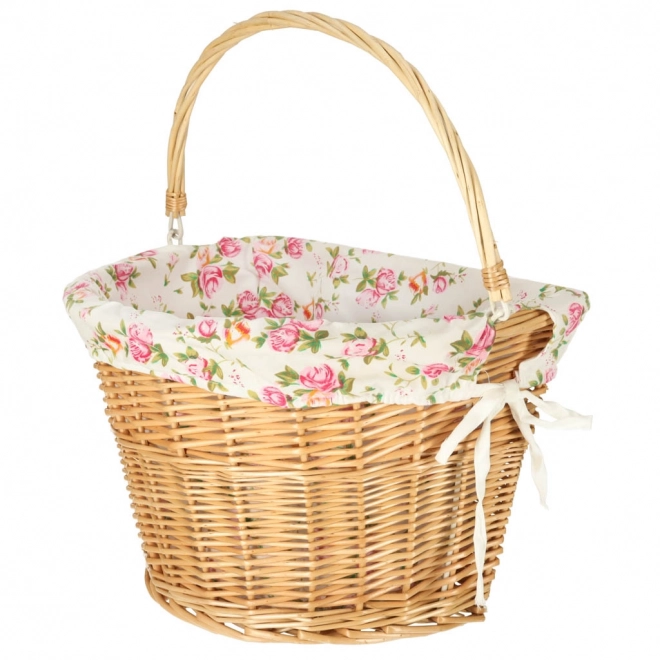 Wicker fietsbak met bloemeninleg