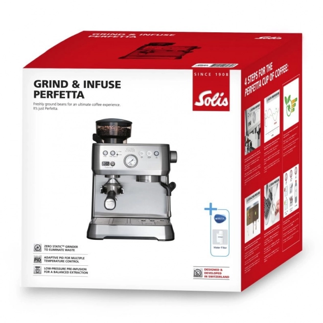 Espresso koffiemachine Solis Grind & Infuse Perfetta zilver