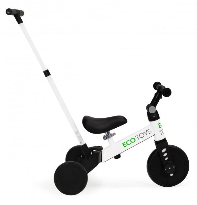 Drielingfiets loopfiets met duwstang 2 in 1