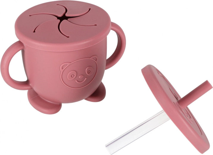 2-in-1-Becher: Snack und Strohhalm