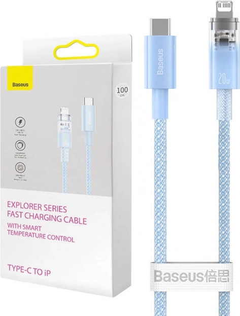 snel oplaadkabel BASEUS usb‑c naar lightning explorer series 1 m, 20 w, blauw