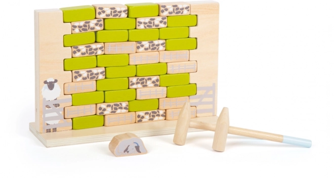 Houten spel wiebelige muur