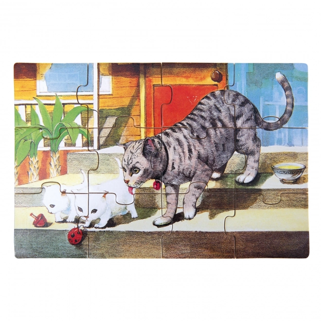 Houten puzzel dieren in doos
