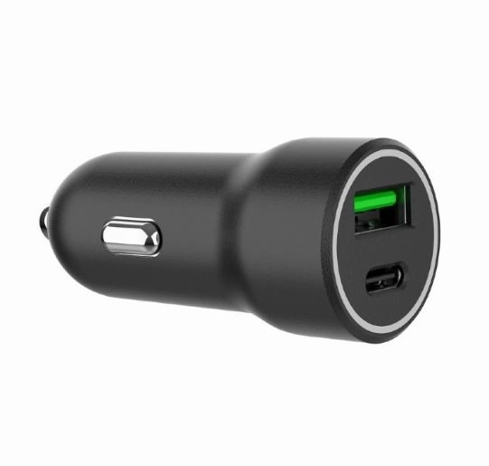 Black Car Charger USB-A/USB-C 20W PD
