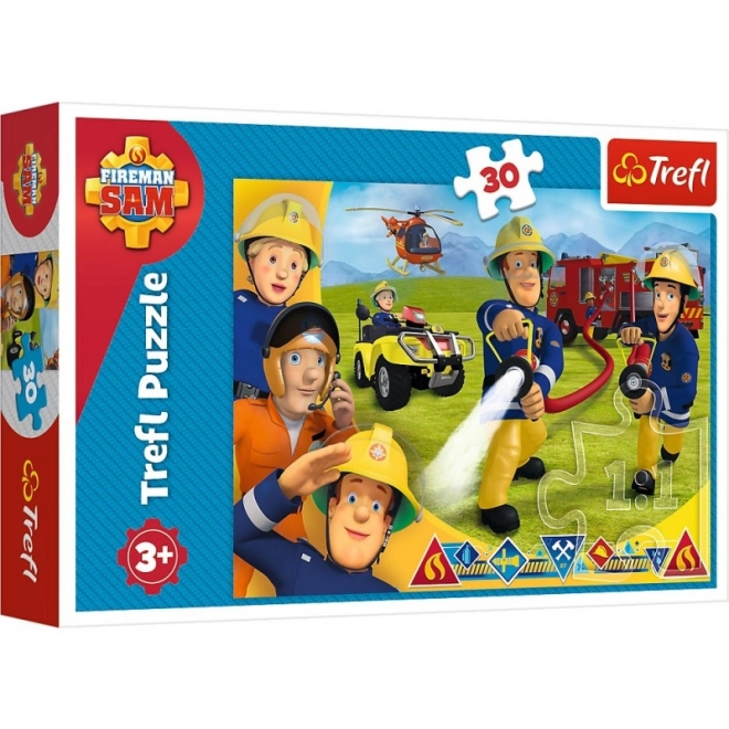Puzzel 30 stukjes - Brandweerman Sam, Klaar om te helpen