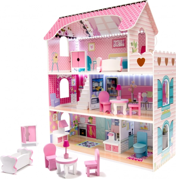 Maison de poupées en bois avec meubles - 70 cm