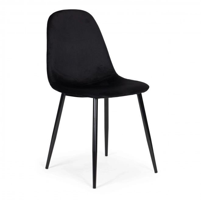 Set van 4 fluwelen eetkamer- en woonkamerstoelen - zwart