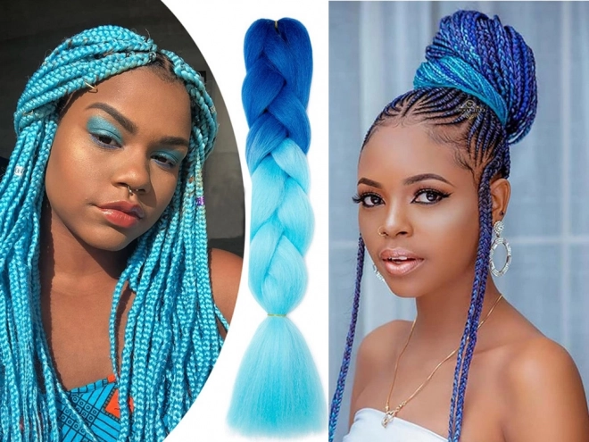 Synthetisch haar voor ombre blauwe vlechten
