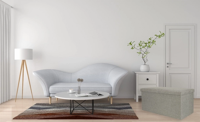 Grijze opvouwbare poef met opbergruimte 76x38x38 cm