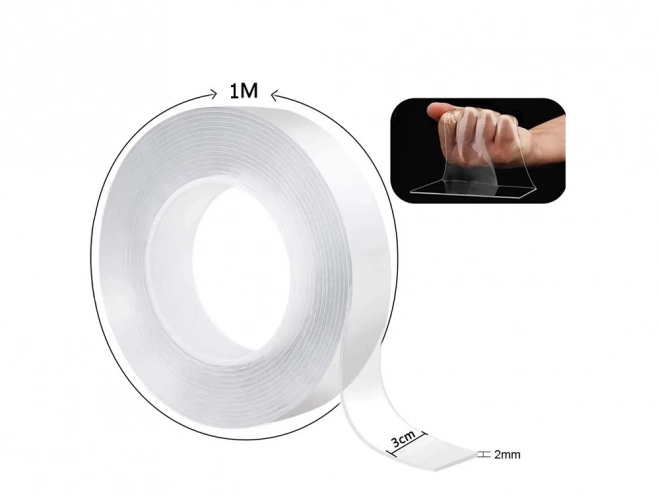 Beidseitiges transparentes Nano-Klebeband 1m
