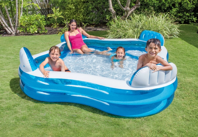 Inflatable Pool with Seats and Drink Holders