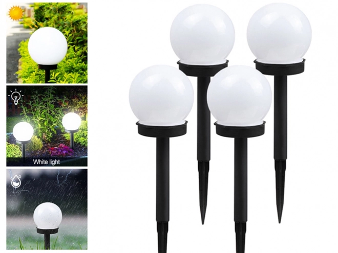 Solar-Gartenlampen Rund Weiß 4er Set