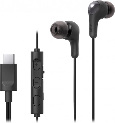 JVC Gumy Connect kabelgebundene In‑Ear‑Kopfhörer mit USB‑C und Mikrofon – Schwarz