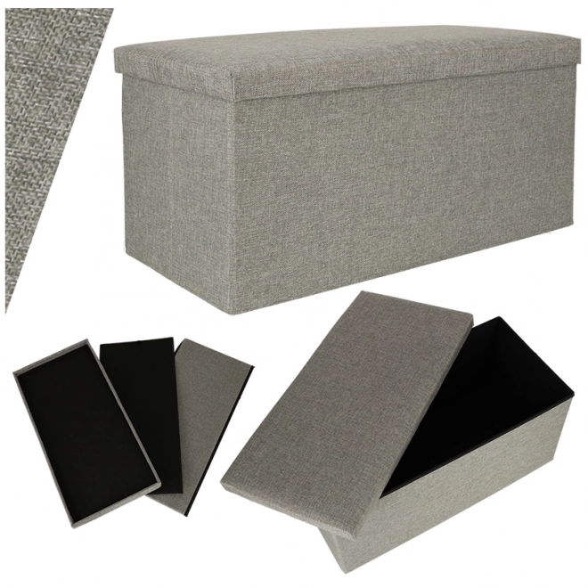 Grijze opvouwbare poef met opbergruimte 76x38x38 cm