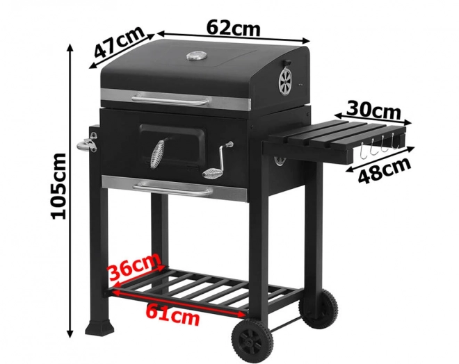 Garten Grill auf Holzkohle mit Zwei Rosten und Thermometer