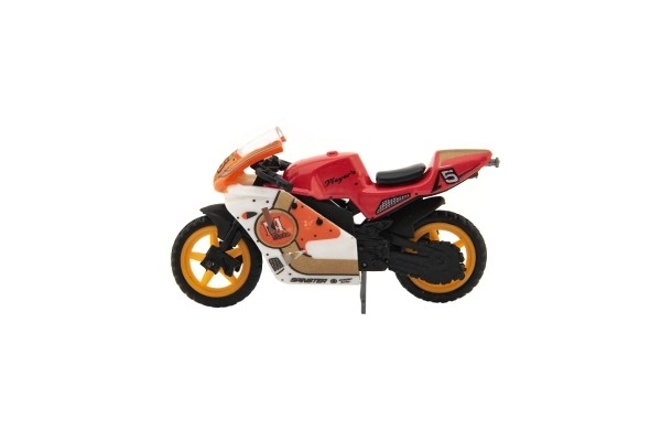 Race motorfiets metaal/kunststof 8cm vrij rollend mix soorten op kaart