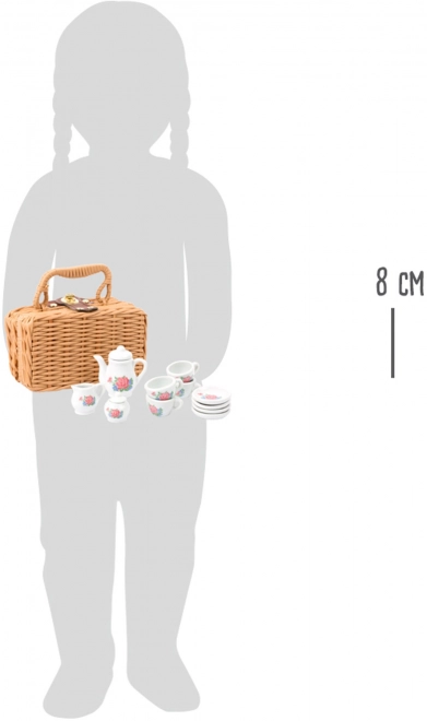 Klein koffieservies in een koffer