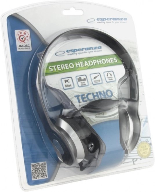 Casque audio stéréo Techno noir