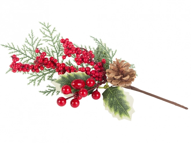 Kersttafeldecoratie met lijsterbes en dennenappel