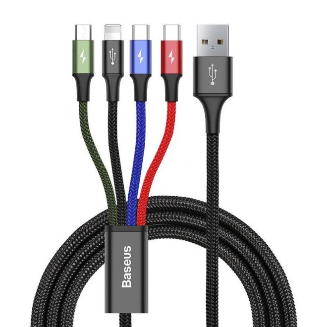 Baseus Snelle USB kabel 4in1 2xUSB-C / Lightning / Micro 3,5A 1,2m - zwart