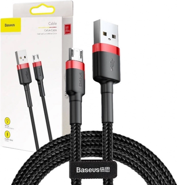Baseus Cafule câble micro USB tressé 3 m, 2 A (noir‑rouge)