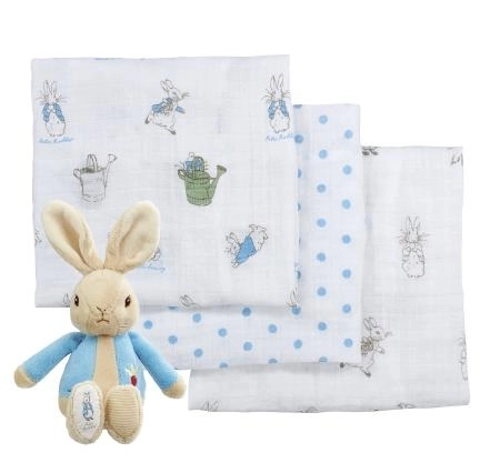 Cadeauset met luiers en konijn Petr
