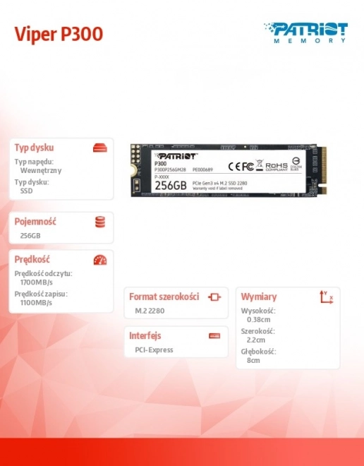 SSD schijf P300 256GB M.2 PCIe