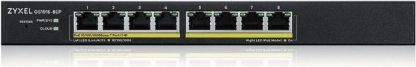 Zyxel GS1915-8EP PoE smart gigabitswitch 60 W, desktop, hybride modus