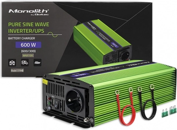Voltage Converter Qoltec Monolith 600W with Charger and UPS