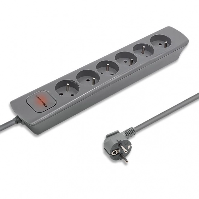 Grijze verdeelstrip met 6 stopcontacten 1,8m