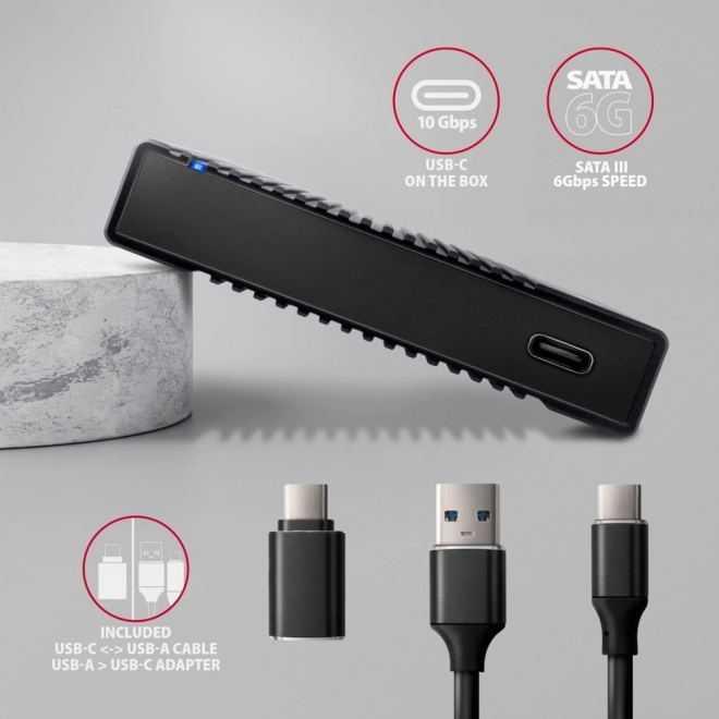 Aluminium behuizing voor externe USB3.2 Gen 2 schijven - SATA 6G 2.5" SSD/HDD