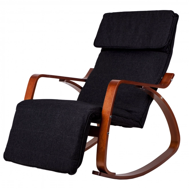 Fauteuil à bascule avec repose-pied réglable et accoudoirs en bois de ModernHome