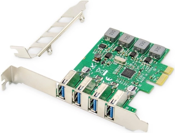 Carte PCIe avec 4× ports USB 3.0 (Low Profile) – chipset VL805