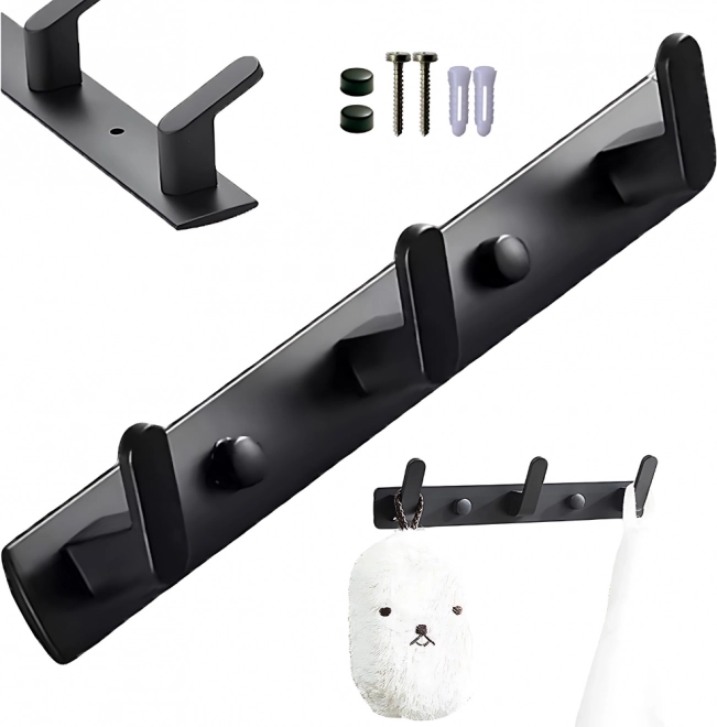Wall Mounted Clothes and Towel Rack in Black Design