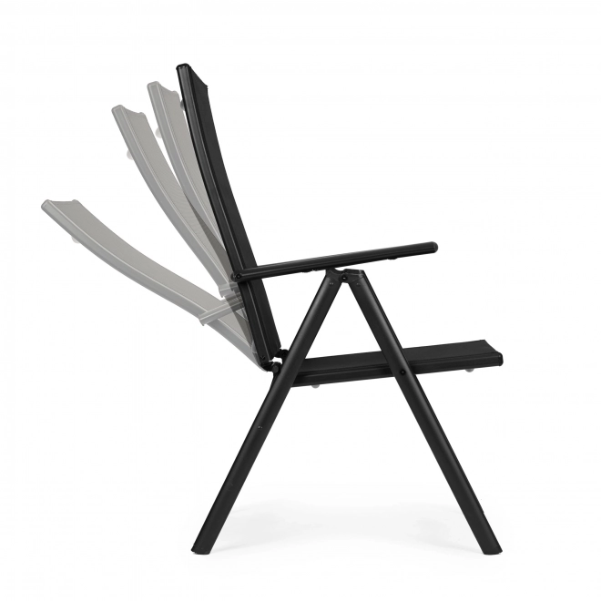 Set van 2 opvouwbare stalen tuinstoelen met verstelbare rugleuning ModernHome - zwart