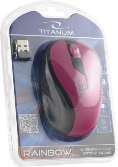 Draadloze optische muis Titanum Rainbow roze