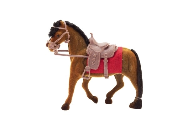 Paard met zadel 18cm 3 kleuren in doos 16x16,5x5,5cm