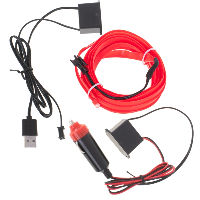 Fil EL/LED rouge flexible 3 m