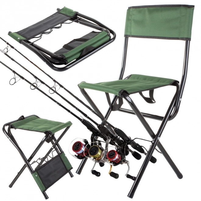 Fishing chair with rod holder