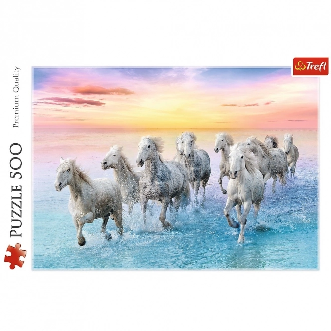 Puzzel 500 stukjes Witte paarden in galop Trefl