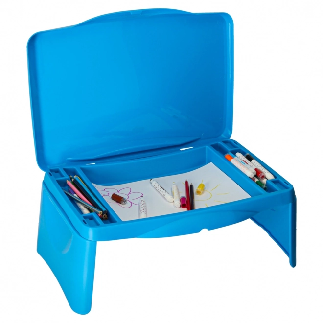 Kinder tafel voor auto met opbergruimte blauw
