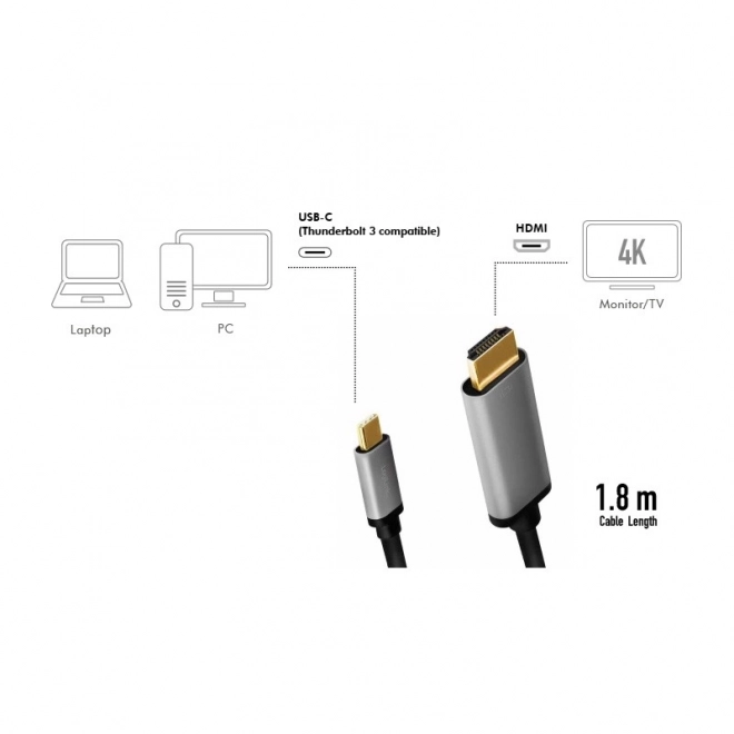 USB-C to HDMI Cable 4K 60Hz 1.8m LogiLink