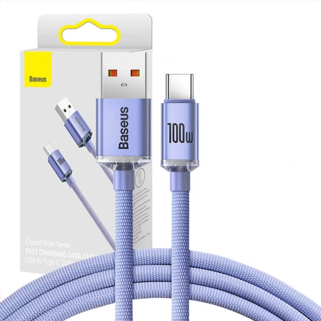 Baseus Crystal Shine câble USB vers USB‑C 100W, 1,2 m, violet