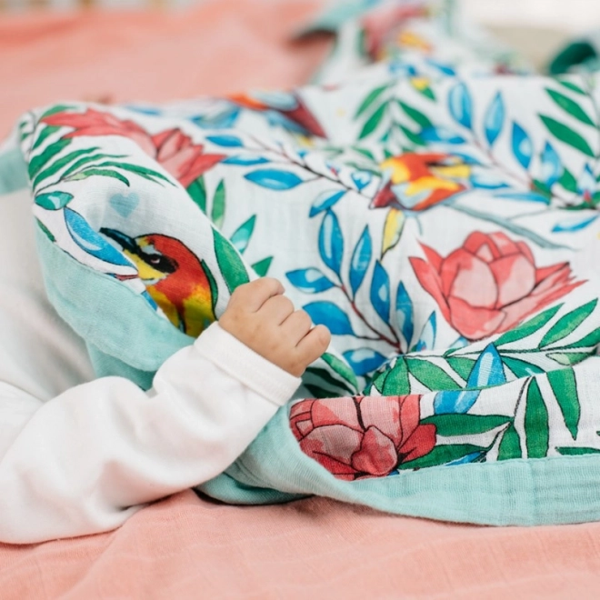 Couverture en mousseline de coton Blooming Day 106x106 cm