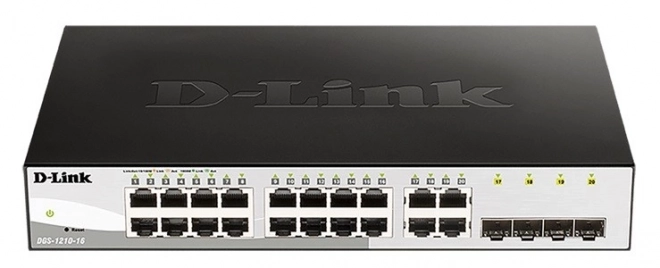 Gigabit-switch D-Link DGS-1210-16 met 16 GE-poorten en 4 SFP