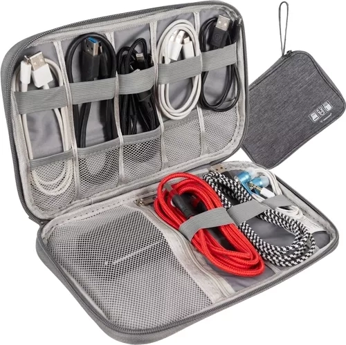 TRIZAND reisorganizer voor kabels en opladers, grijs