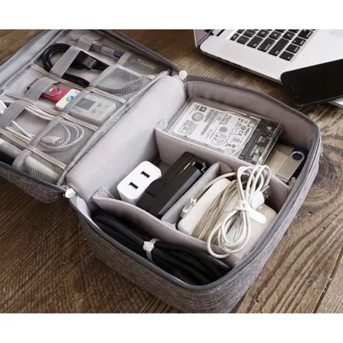Travel Cable and Charger Organizer with Handle