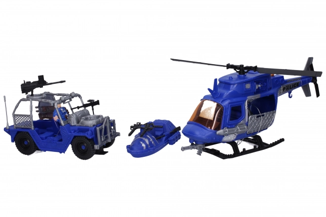Ensemble de police avec figurines hélicoptère 33 cm