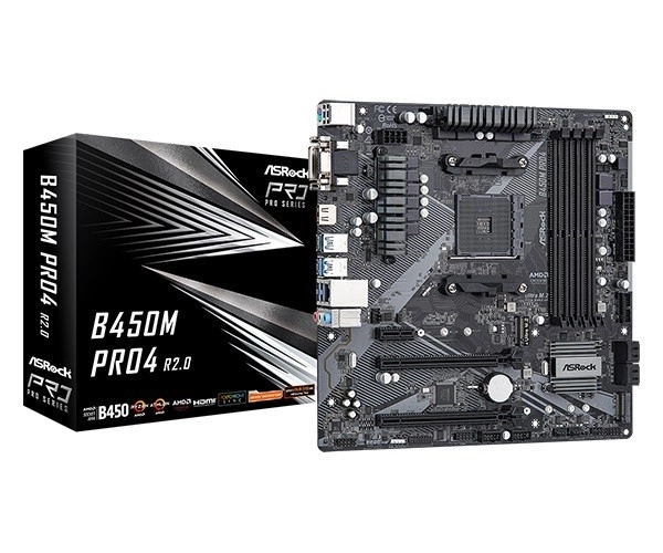 ASRock B450M Pro4 R2.0 AM4 uATX Motherboard