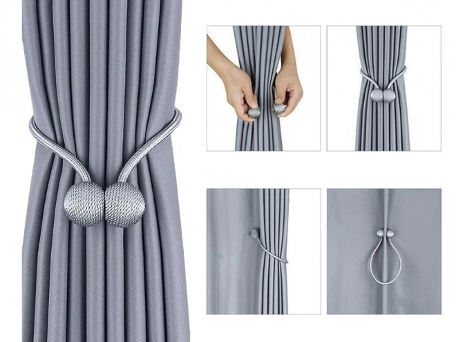 Decorative magnetic clips for curtains – White
